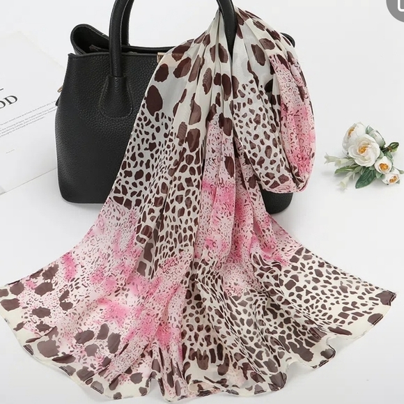 Accessories - Print Pink  Chiffon Scarf